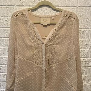 Anthro 3/4 sheer button up